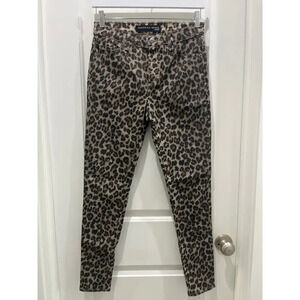 Veronica Beard Coated Leopard Animal Print Brooke Skinny Mid Rise Jeans Sz 27